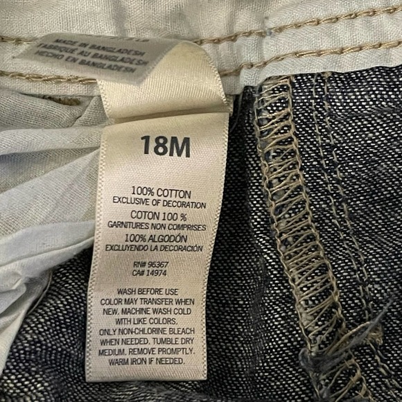 Oshkosh Blue Denim 100% Cotton Baby Short Overalls Size 18 Months - Picture 5 of 6